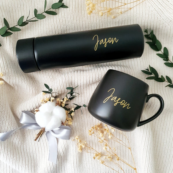 Personalized Black Smart Flask and Mug Set (Nationwide Delivery ...
