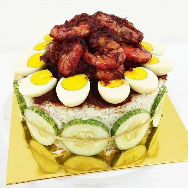 Nasi Lemak Cake With Prawns 