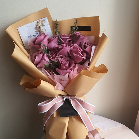 Rosy Fresh Rose Flower Bouquet Pink (Klang Valley Delivery)