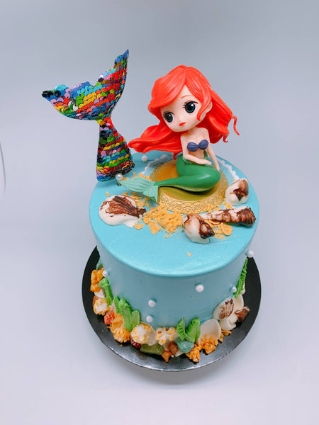 15PCS Mermaid Cake Topper Kit With Mermaid Theme Birthday Cake
