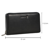 Full Grain Leather Travelling Clutch Wallet with Wide Full Zip Opening (H11.5cm x L21cm x W2cm)