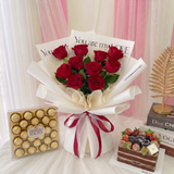 Fresh Flower Bouquet with Chocolate And Cake (Penang Delivery Only)