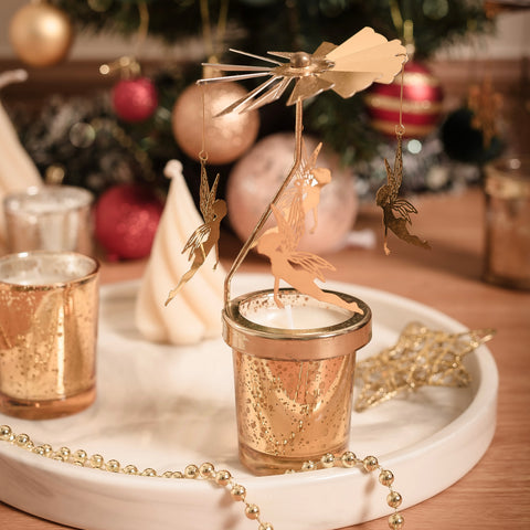 Cozy Whimsmical Xmas Carousel Candle | Gold Jar (Nationwide Delivery)