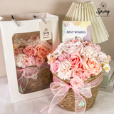 Rose & Carnation Artificial Soap Flower Basket (Klang Valley Delivery Only)