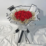 M Size Red Soap Artificial Rose + White Baby's Breath Bouquet (Klang Valley Delivery Only)