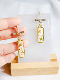 Green White Bamboo Oriental Charm A Tale of Elegance Handmade Earring (Nationwide Delivery)