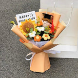 Handmade Crochet Sunflower Flower With Boy Graduation Doll (Klang Valley Delivery)