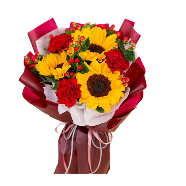 [Fresh Flower] Sunflower with Red Carnation (Klang Valley Delivery Onl ...