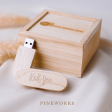 Personalised Maple Wooden USB Flash Drive & Square Box (Nationwide Delivery)