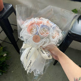 10 Stalks Light Pink & Blue Ombré Big Soap Rose Artificial Flower Bouquet (Klang Valley Delivery Only)