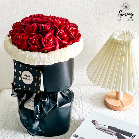Red-Black Rose Artificial Soap Flower Bouquet (Klang Valley Delivery Only)