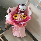 Graduation Mix Soap Artificial & Preserved Flower Bouquet With Hello Kitty Doll (Klang Valley Delivery Only)