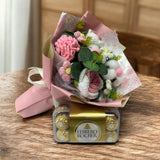 Handmade Crochet Mixed Flower Bouquet with Ferrero Rocher (Nationwide Delivery)