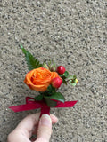 Orange Rose Boutonniere - 10pcs