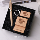 Teacher's Day Gift Set - Personalised Wooden Pen, Phone Stand & Keychain
