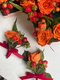 Orange Rose Boutonniere - 10pcs