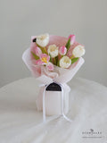 Scentales Pink & White Tulip  Flower Bouquet (Johor Bahru Delivery Only)