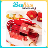 Mid-Autumn Mini Mooncakes Red Basket Gift Box Set 6pcs [Halal]