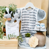 Angeliz Twin Bunny Swaddle Wooden Box 8pcs Set-Neutral(Nationwide Delivery)