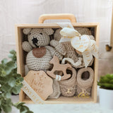 Angeliz Knitted Brown Wooden Box 10pcs Set-Neutral(Nationwide Delivery)