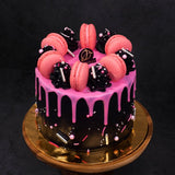 Black Pink Macaron Theme Cake