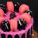 Black Pink Macaron Theme Cake