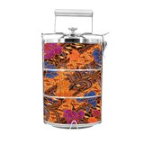 BDARI Tiffin Carrier - Brown Flower Batik (Nationwide Delivery)