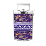 BDARI Tiffin Carrier - Dark Purple Floral Batik (Nationwide Delivery)