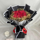 M Size Red Soap Artificial Rose + White Baby's Breath Bouquet (Klang Valley Delivery Only)