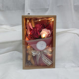 Gift Box-3 Stalks Soap Rose Flower Mix Dried Flower Small Bouquet with Bear & LED Light  (Kuantan Delivery )