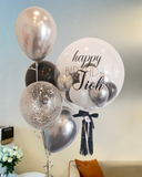 Black and Silver Bubble Helium Balloon with 4's Balloon Bundle (Kuching Delivery)