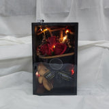Gift Box-3 Stalks Soap Rose Flower Mix Dried Flower Small Bouquet with Bear & LED Light  (Kuantan Delivery )