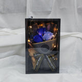 Gift Box-3 Stalks Soap Rose Flower Mix Dried Flower Small Bouquet with Bear & LED Light  (Kuantan Delivery )