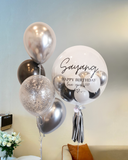 Black and Silver Bubble Helium Balloon with 4's Balloon Bundle (Kuching Delivery)