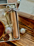 Silver Luxe  | Christmas Gift Set 2025 Silver Theme Customizable Wooden Coaster, Towel, Teaspoon, Chocolate, Cookies (Klang Valley Delivery)