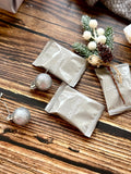 Snowy Shine | Christmas Gift Set 2025 Silver Theme Customizable Wooden Coaster, Candle, Biscuit, Teaspoon, Coffee (Nationwide Delivery)