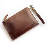 Zipper Cow Leather Man Clutch
