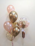 Light Pink Customized Bubble Helium Balloon with 6's Balloon Bundle (Kuching Delivery)