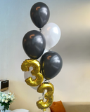 Black and White Balloon Bundle with Numbers (Kuching Delivery)