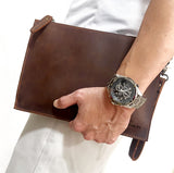 Zipper Cow Leather Man Clutch