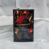 Gift Box-3 Stalks Soap Rose Flower Mix Dried Flower Small Bouquet with Bear & LED Light  (Kuantan Delivery )