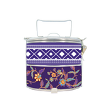 BDARI Tiffin Carrier - Dark Purple Floral Batik (Nationwide Delivery)