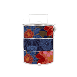 BDARI Tiffin Carrier - Dark Blue Floral Batik (Nationwide Delivery)