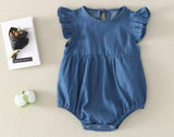 Baby Denim Romper with Name Embroidery