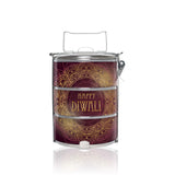 BDARI Tiffin Carrier - Happy Diwali In Marron (Nationwide Delivery)