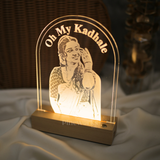 Personalised Arch Maple Wooden Photo LED Night Lamp - Father's Day Flowers & Gifts 2026