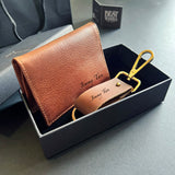 Leather For Him Leather Gift Set A - Stylish Keychain + Bi-Fold Card Wallet