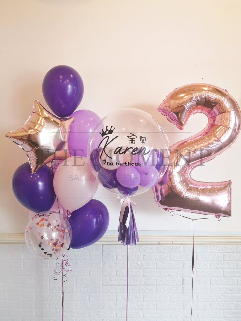 Signature Helium Bubble Balloon and Number Foil Balloon Set (Kuching D