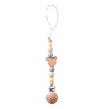 Bear Wood & Silicone Pacifier Clip (Grey Colour)