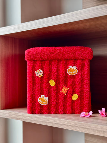 福气坐满 Blessed Abode CNY Hamper Gift Set 2026 | Red Storage Stool, Plate, Massage Stick, Abalone, Pillow Cover, Cookies (Klang Valley Delivery) - CNY Hampers & Gifts 2026